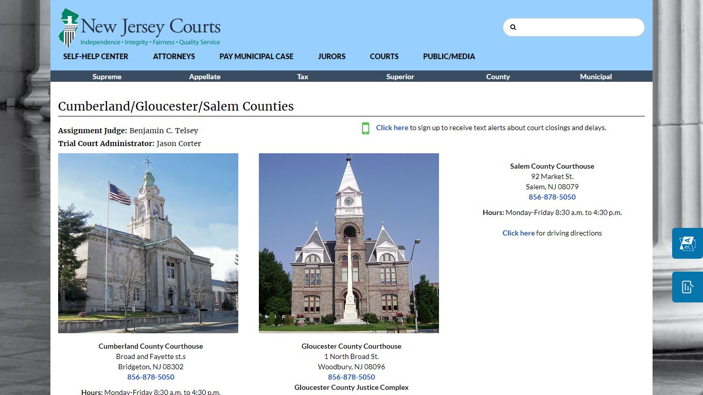 Cumberland/Gloucester/Salem Vicinage - New Jersey Superior Court